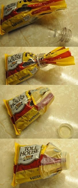 Using Cut Bottle to Close A Bag