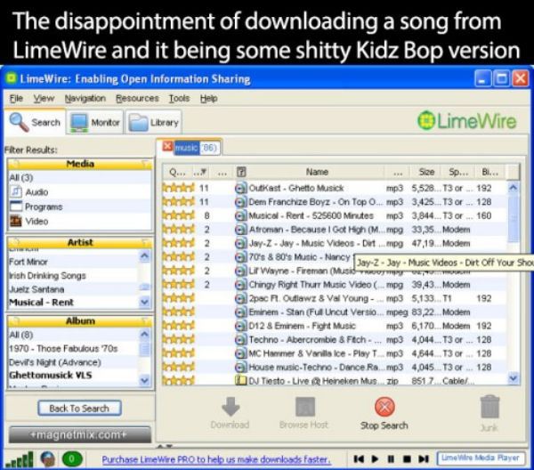 Downloading Music Via LimeWire