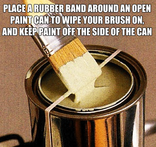 Rubber Band To Wipe the Paint Brush