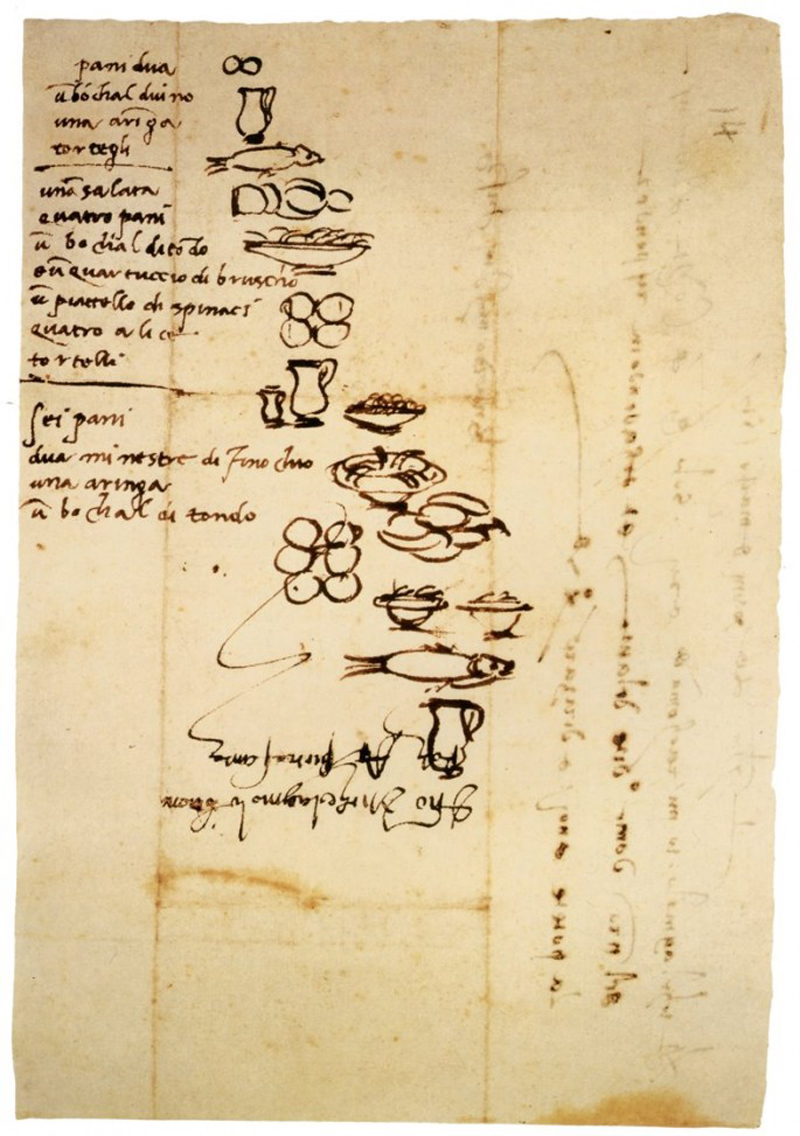 Michelangelo illustrated his grocery lists